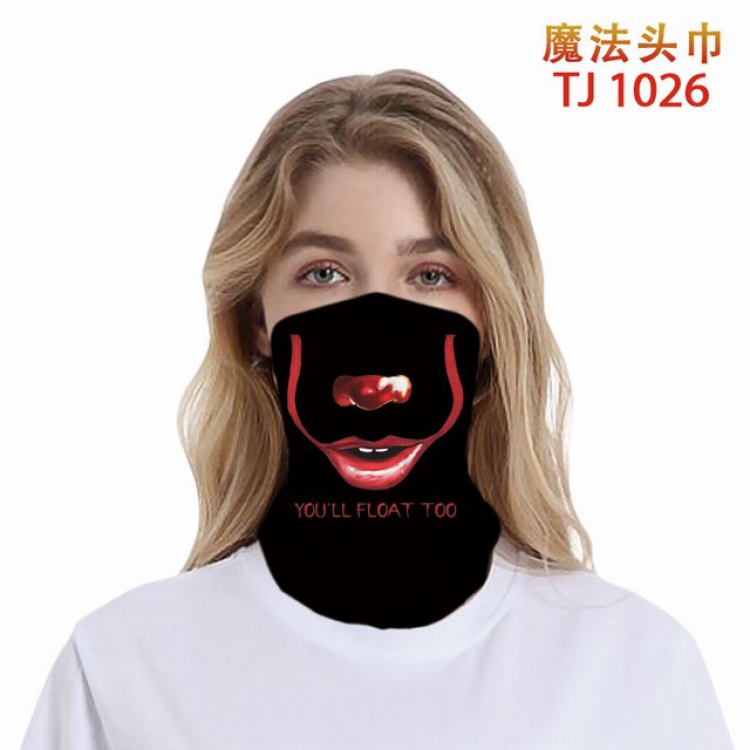 TJ-1026-Stephen King's It Personalized color printing magic turban scarf