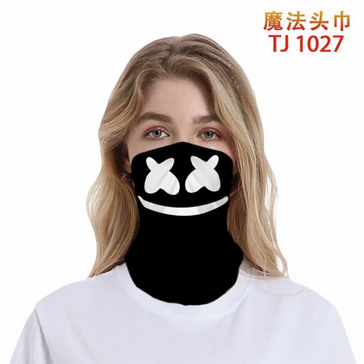 TJ-1027-Marshmello Personalized color printing magic turban scarf