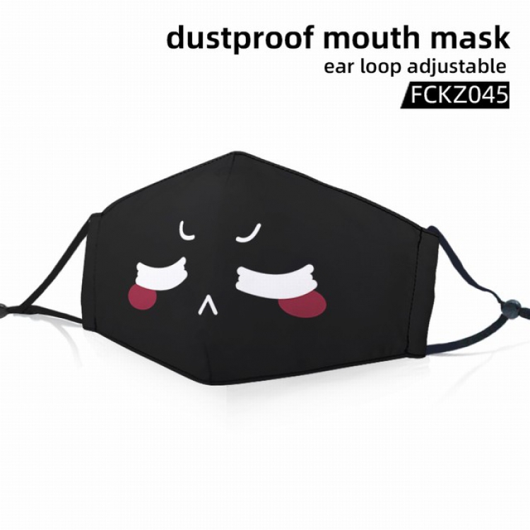 FCKZ045-Personality facial expression dustproof mouth mask ear loop adijustable a set price for 5 pcs