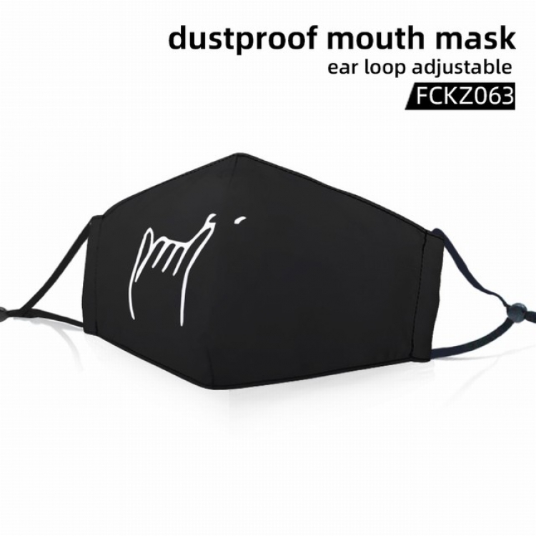 FCKZ063-Personality facial expression dustproof mouth mask ear loop adijustable a set price for 5 pcs