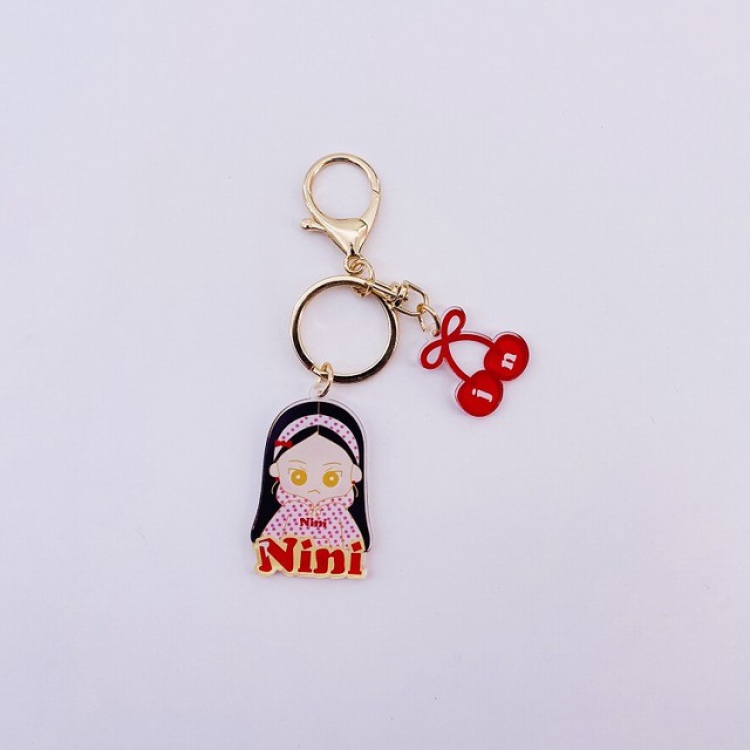 Blackpink Jennie Cartoon doll metal key ring pendant ornament 7.5X11CM 20G a set price for 5 pcs