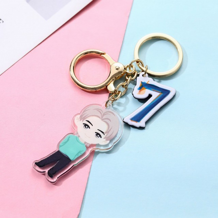 BTS RM Cartoon acrylic key ring pendant About 5.5X6CM 18G a set price for 5 pcs
