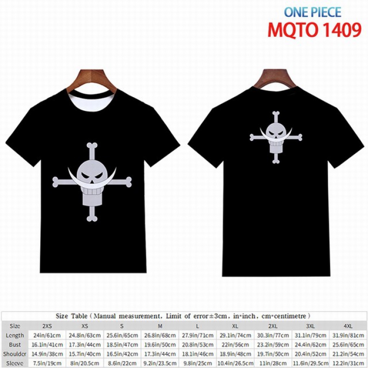 One Piece Full color short sleeve t-shirt 9 sizes from 2XS to 4XL MQTO-1409