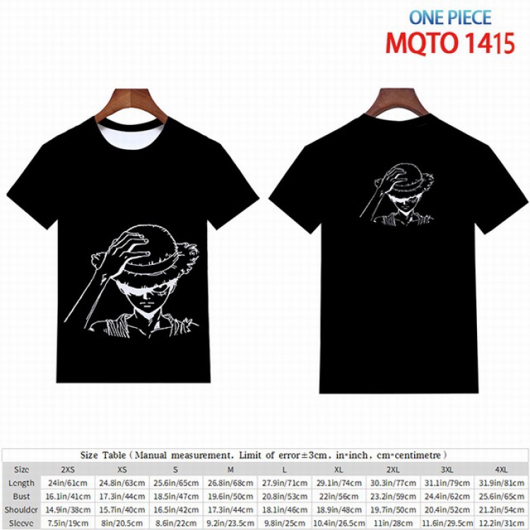 One Piece Full color short sleeve t-shirt 9 sizes from 2XS to 4XL MQTO-1415