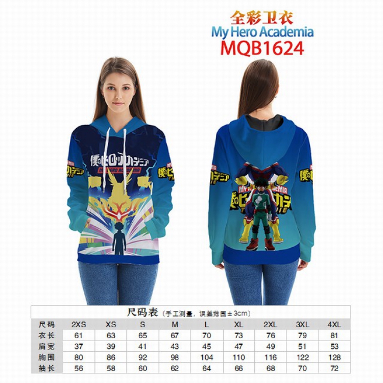 My Hero Academia Full color zipper hooded Patch pocket Coat Hoodie 9 sizes from XXS to 4XL MQB1624