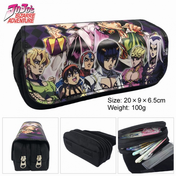 JoJos Bizarre Adventure Anime double layer multifunctional canvas pencil bag wallet 20X9X6.5CM 100G