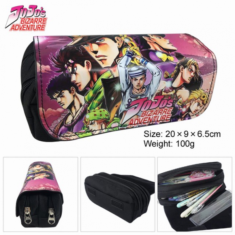 JoJos Bizarre Adventure Anime double layer multifunctional canvas pencil bag wallet 20X9X6.5CM 100G