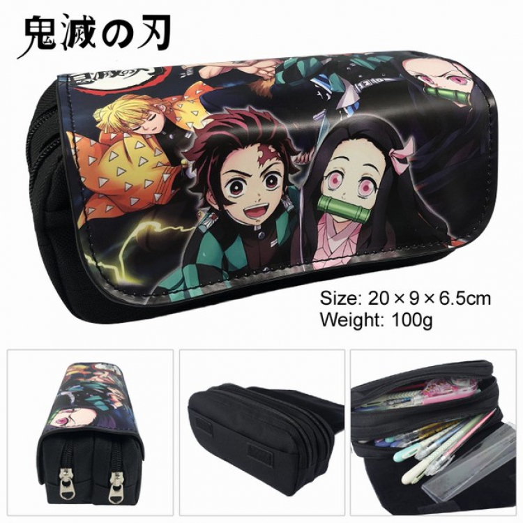 Demon Slayer Kimets Anime double layer multifunctional canvas pencil bag wallet 20X9X6.5CM 100G