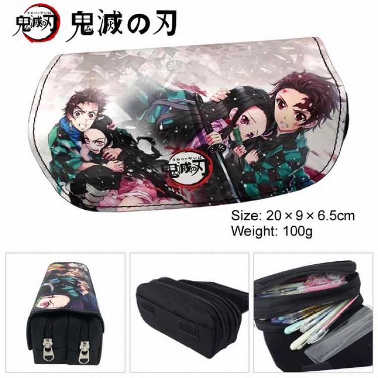 Demon Slayer Kimets Anime double layer multifunctional canvas pencil bag wallet 20X9X6.5CM 100G