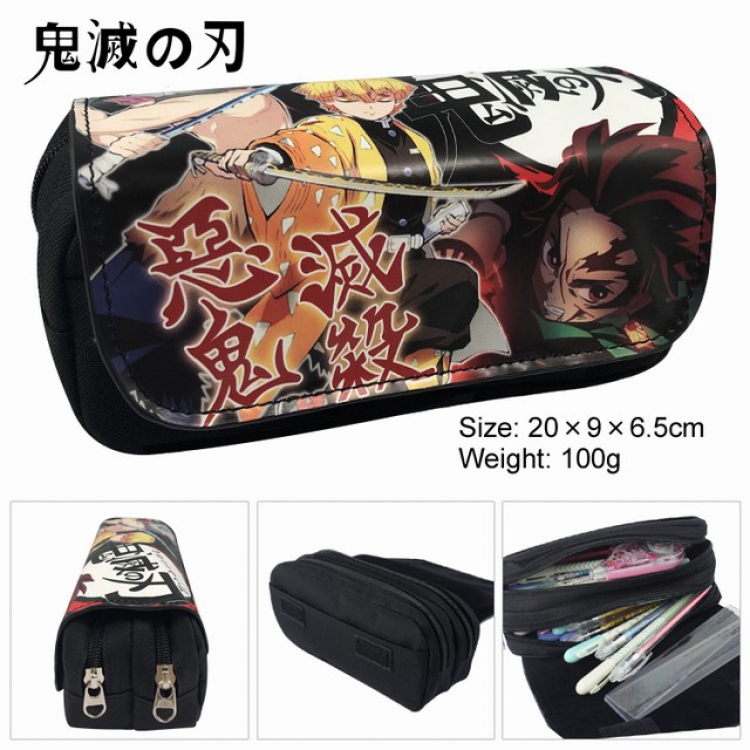 Demon Slayer Kimets Anime double layer multifunctional canvas pencil bag wallet 20X9X6.5CM 100G