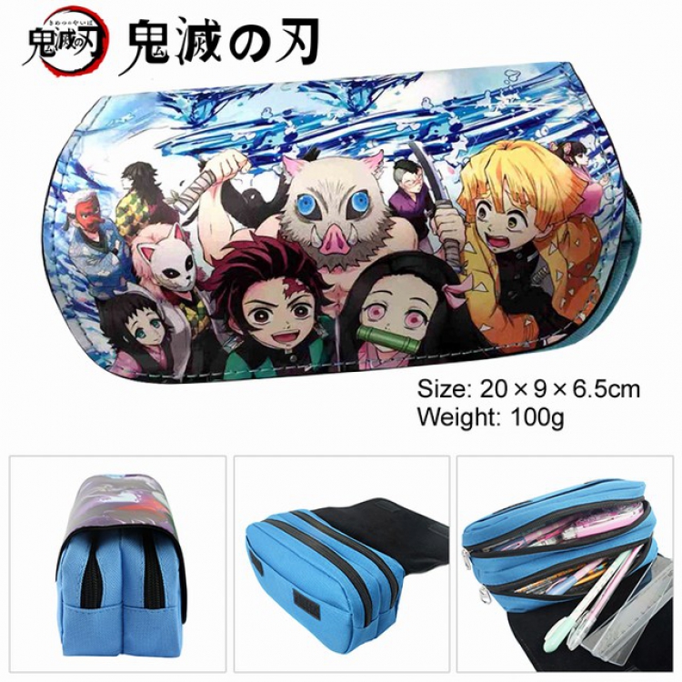 Demon Slayer Kimets Anime double layer multifunctional canvas pencil bag wallet 20X9X6.5CM 100G