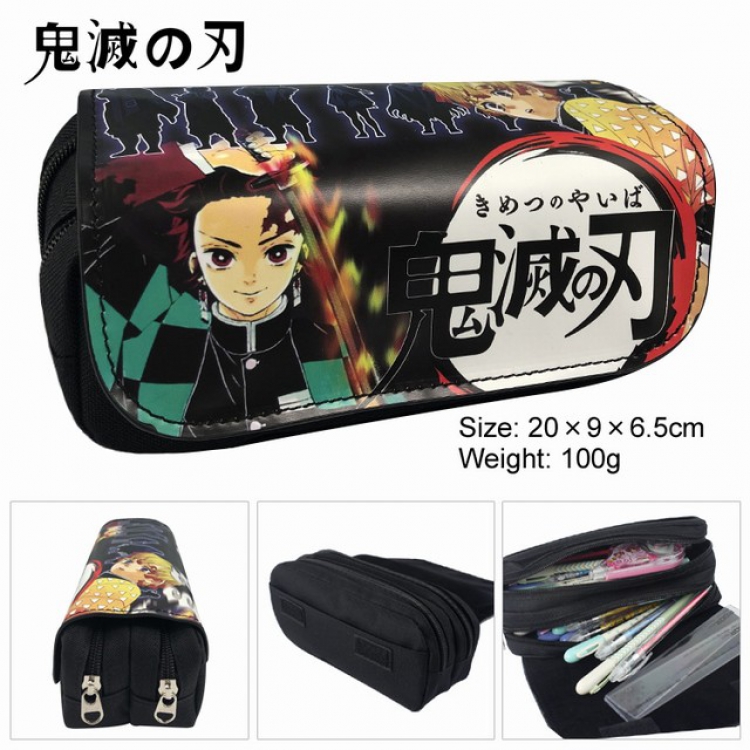 Demon Slayer Kimets Anime double layer multifunctional canvas pencil bag wallet 20X9X6.5CM 100G