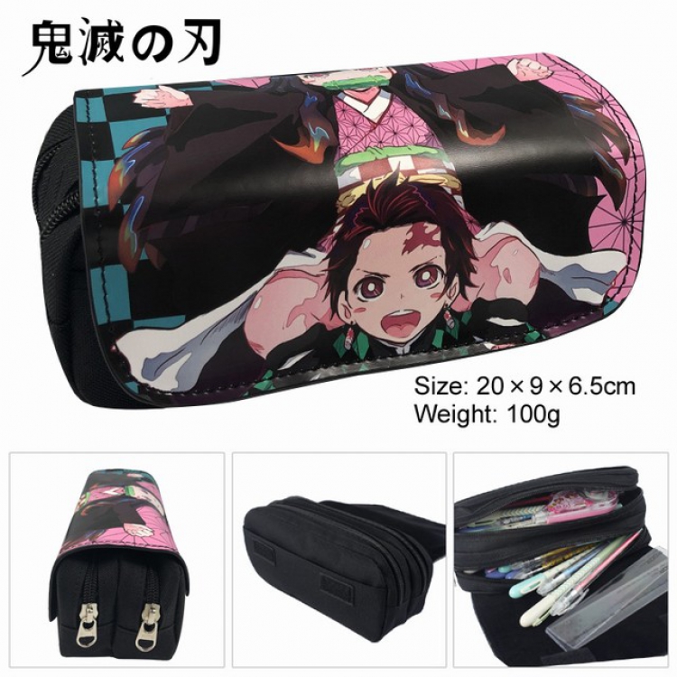 Demon Slayer Kimets Anime double layer multifunctional canvas pencil bag wallet 20X9X6.5CM 100G