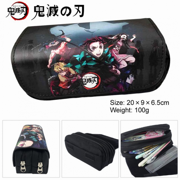 Demon Slayer Kimets Anime double layer multifunctional canvas pencil bag wallet 20X9X6.5CM 100G