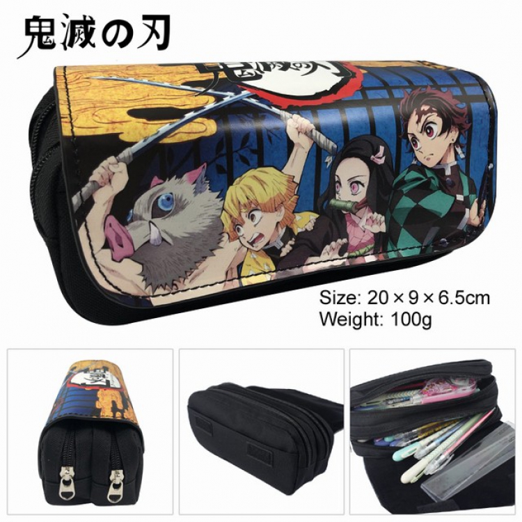 Demon Slayer Kimets Anime double layer multifunctional canvas pencil bag wallet 20X9X6.5CM 100G