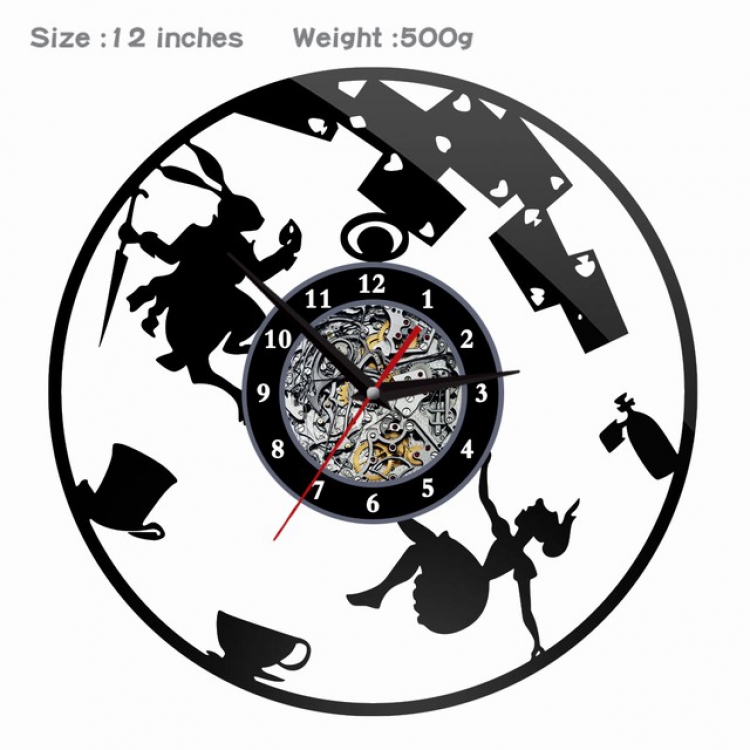 001-Alice in Wonderland Creative painting wall clocks and clocks PVC material No battery