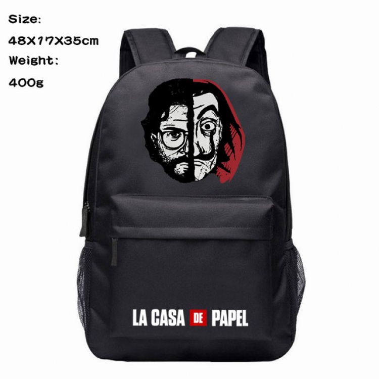 La casa de papel Anime 600D Canvas Backpack Waterproof School Bag 48X17X35CM 400G