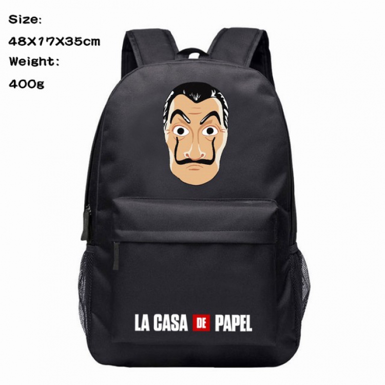 La casa de papel Anime 600D Canvas Backpack Waterproof School Bag 48X17X35CM 400G