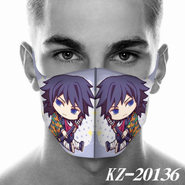 Demon Slayer Kimets Tomioka Giyuu Anime 3D digital printing masks a set price for 5 pcs KZ-20136 