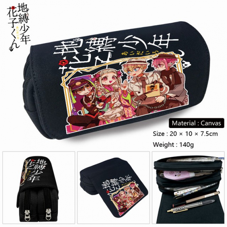 Toilet-Bound Hanako-kun-2 Anime double layer multifunctional canvas pencil bag stationery box wallet 20X10X7.5CM 140G