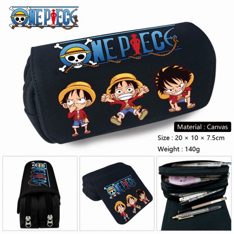 One Piece-2 Anime double layer multifunctional canvas pencil bag stationery box wallet 20X10X7.5CM 140G