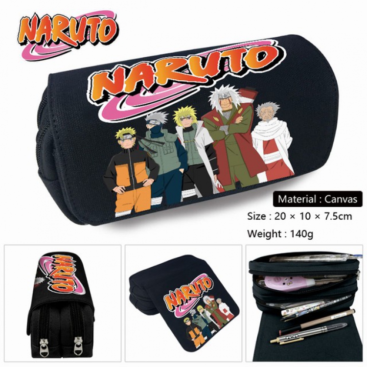 Naruto-2 Anime double layer multifunctional canvas pencil bag stationery box wallet 20X10X7.5CM 140G