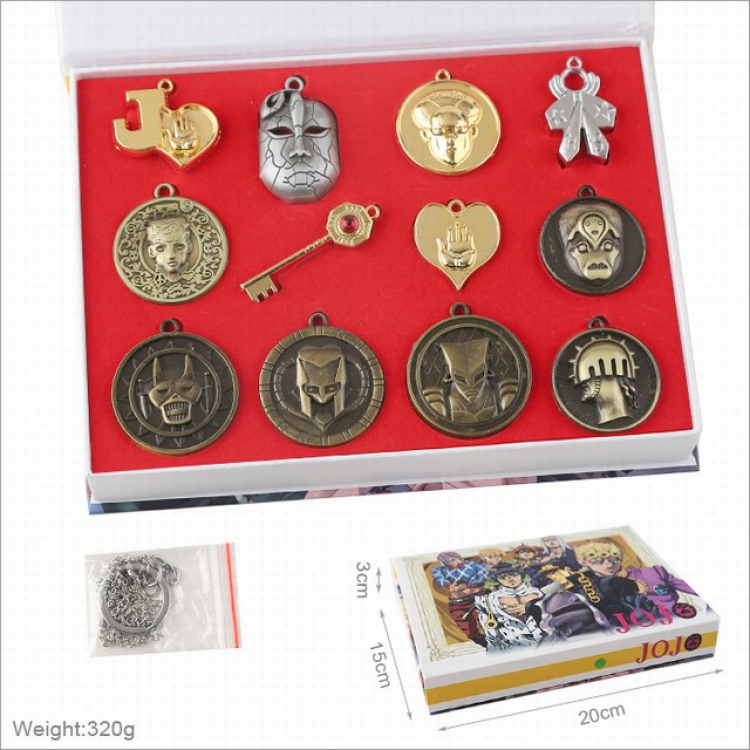 JoJos Bizarre Adventure a Set of 12 Keychain Necklace Pendant Boxed Set
