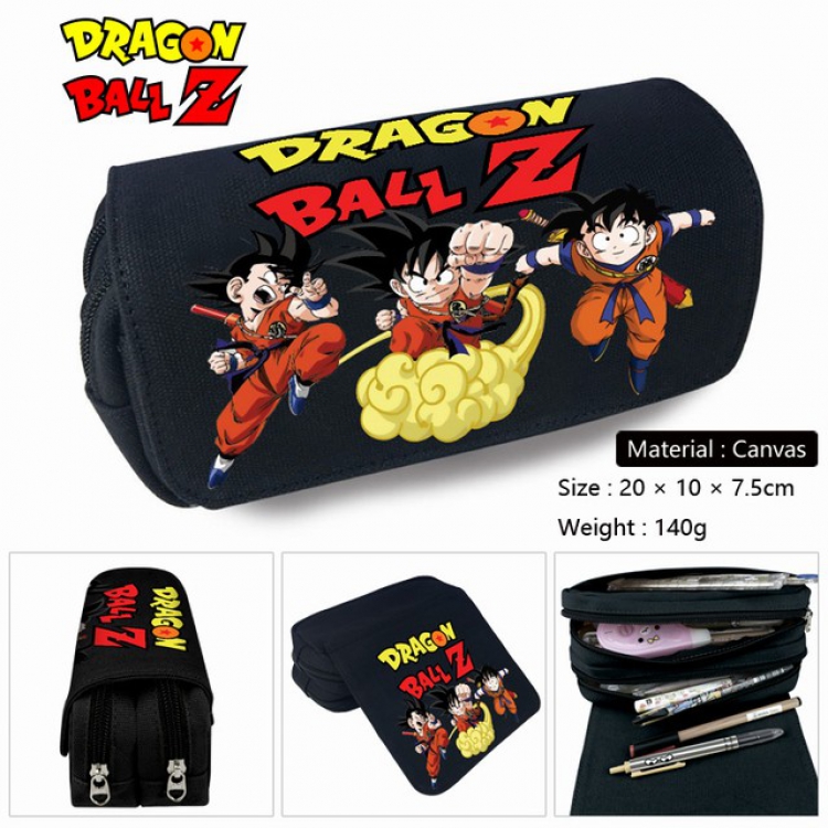 Dragon Ball-2 Anime double layer multifunctional canvas pencil bag stationery box wallet 20X10X7.5CM 140G