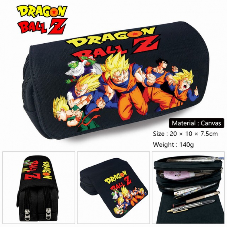 Dragon Ball-1 Anime double layer multifunctional canvas pencil bag stationery box wallet 20X10X7.5CM 140G