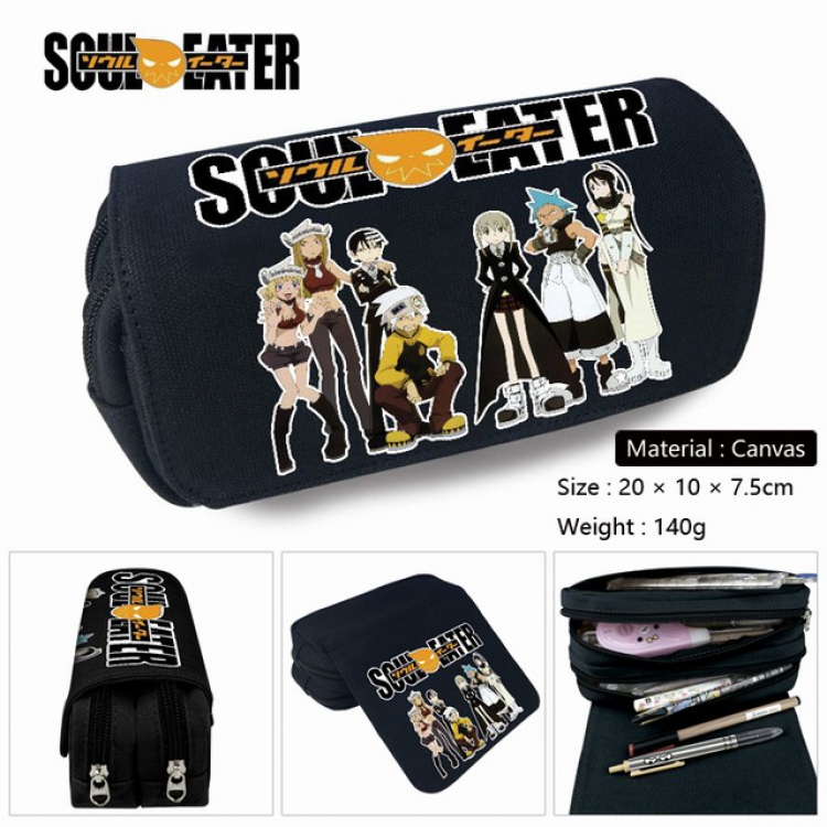 Soul Eater-2 Anime double layer multifunctional canvas pencil bag stationery box wallet 20X10X7.5CM 140G