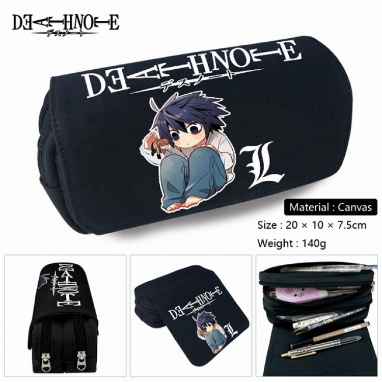 Death note-3 Anime double layer multifunctional canvas pencil bag stationery box wallet 20X10X7.5CM 140G