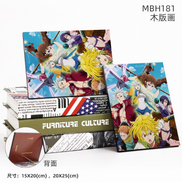 MBH181-The Seven Deadly Sins Anime flash woodblock Painting 20X25CM