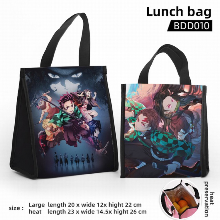 Demon Slayer Kimets Full color insulated lunch bag large 23X14.5X26CM BDD10