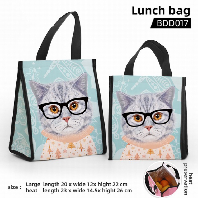 Cat Animal Full color insulated lunch bag large 23X14.5X26CM BDD17