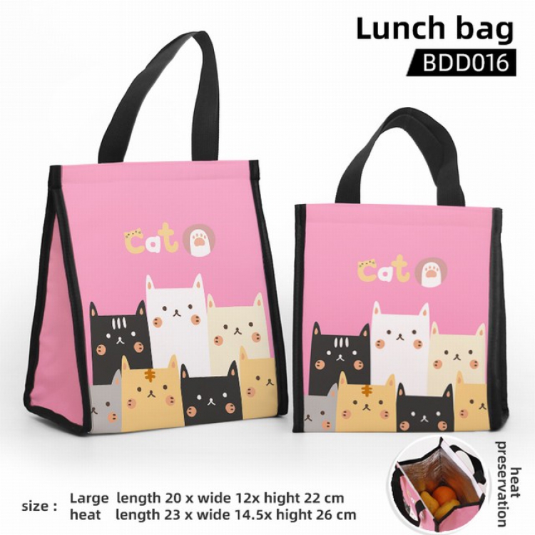 Cat Animal Full color insulated lunch bag large 23X14.5X26CM BDD16