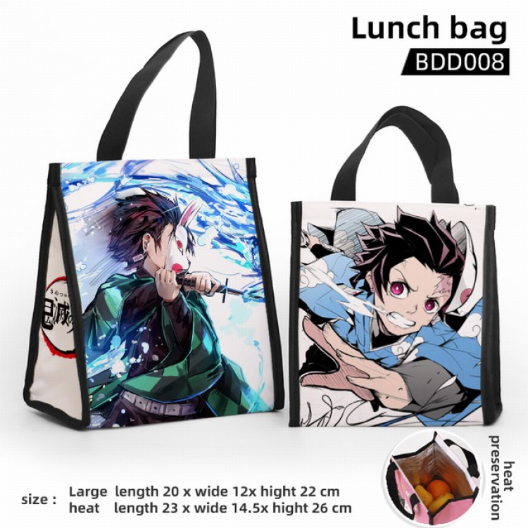 Demon Slayer Kimets Full color insulated lunch bag large 23X14.5X26CM BDD8