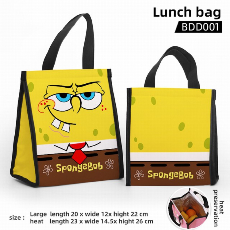 SpongeBob Full color insulated Bento bag small size 20X12X22CM BDD001