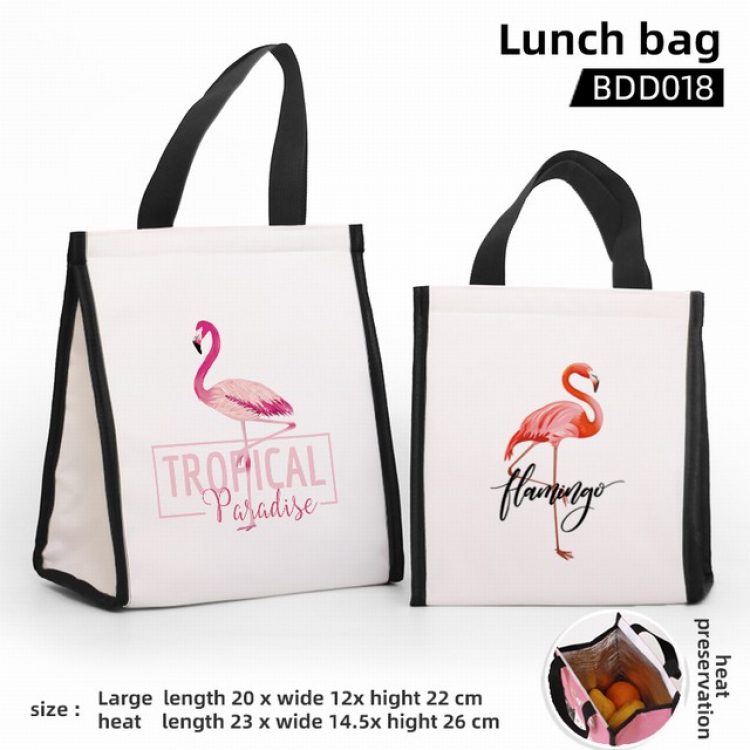 Phoenicopteridae Animal Full color insulated Bento bag small size 20X12X22CM BDD18