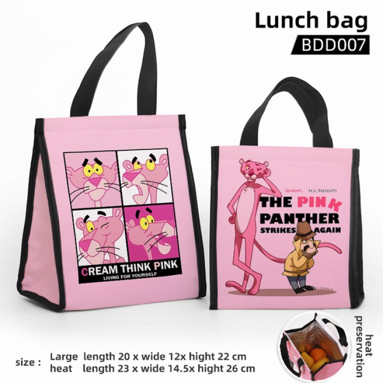 Pink Panther Full color insulated Bento bag small size 20X12X22CM BDD7