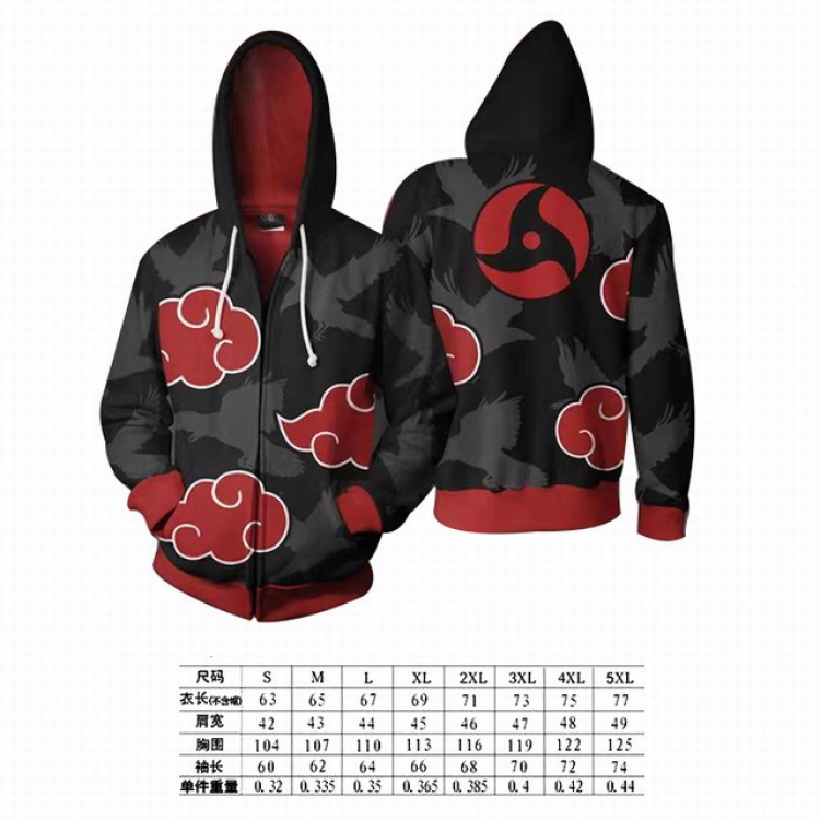 Naruto hooded zipper sweater coat S M L XL 2XL 3XL 4XL 5XL price for 2 pcs preorder 3 days