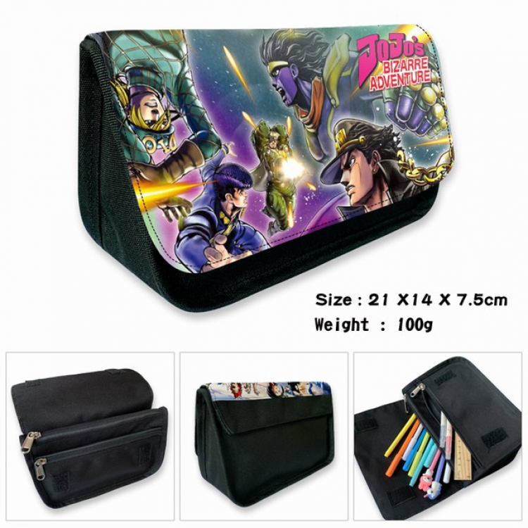 JoJos Bizarre Adventure-2B Anime double layer multifunctional canvas pencil bag wallet 21X14X7.5CM 100G