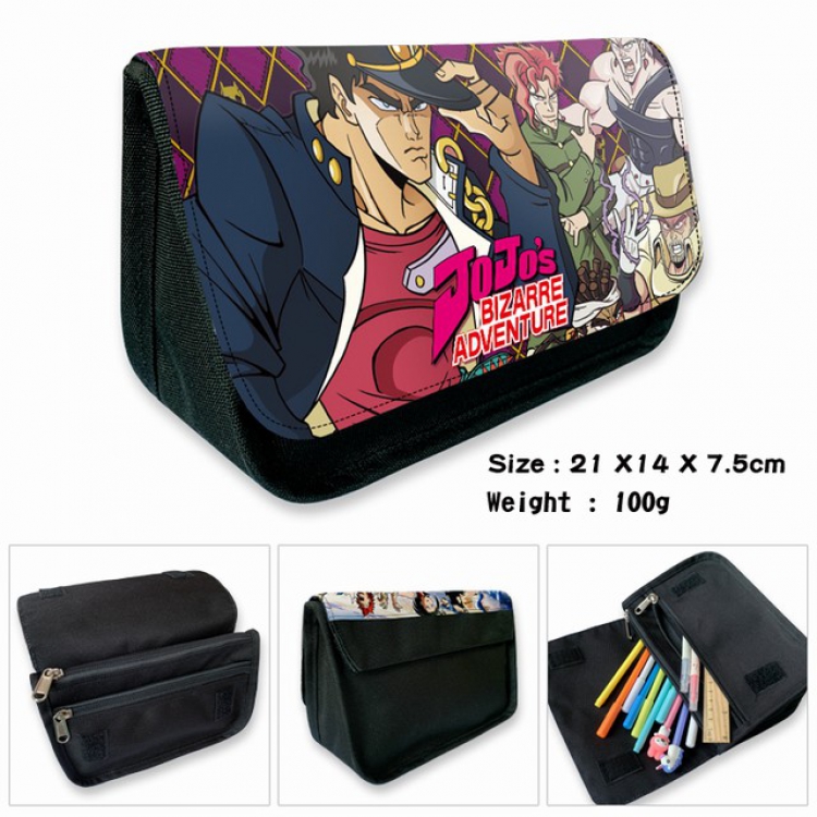 JoJos Bizarre Adventure-1B Anime double layer multifunctional canvas pencil bag wallet 21X14X7.5CM 100G