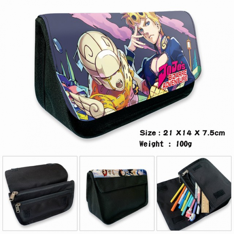 JoJos Bizarre Adventure-3B Anime double layer multifunctional canvas pencil bag wallet 21X14X7.5CM 100G