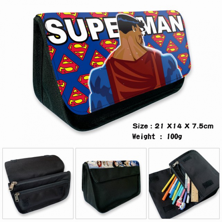 Superman-2B Anime double layer multifunctional canvas pencil bag wallet 21X14X7.5CM 100G