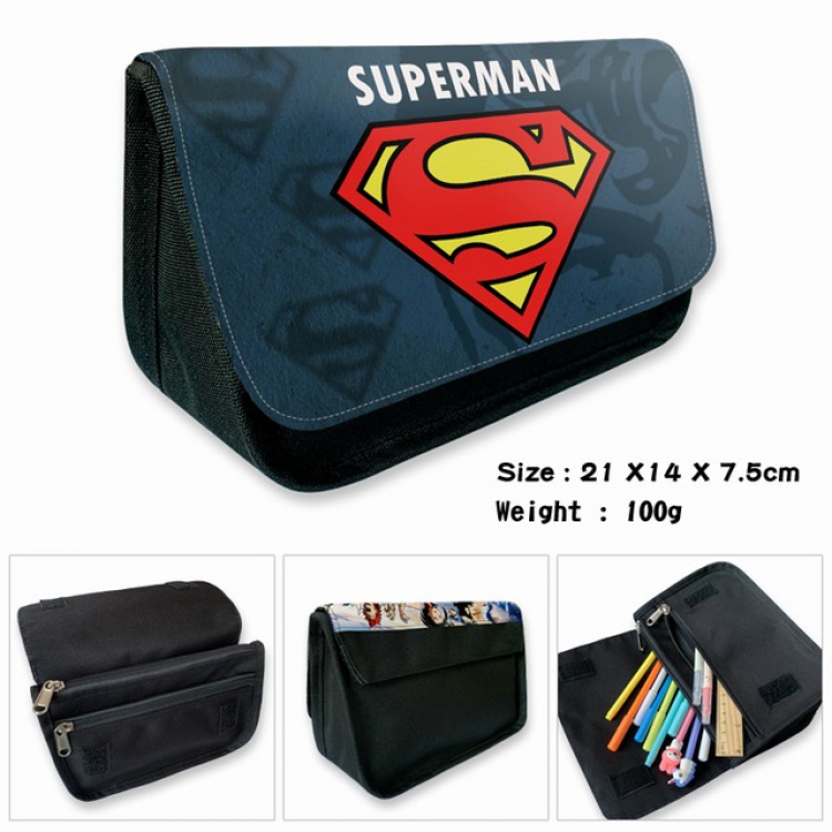 Superman-1B Anime double layer multifunctional canvas pencil bag wallet 21X14X7.5CM 100G
