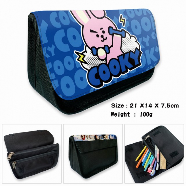 BTS-2B Anime double layer multifunctional canvas pencil bag wallet 21X14X7.5CM 100G