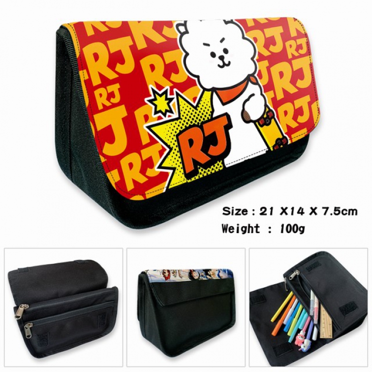 BTS-1B Anime double layer multifunctional canvas pencil bag wallet 21X14X7.5CM 100G