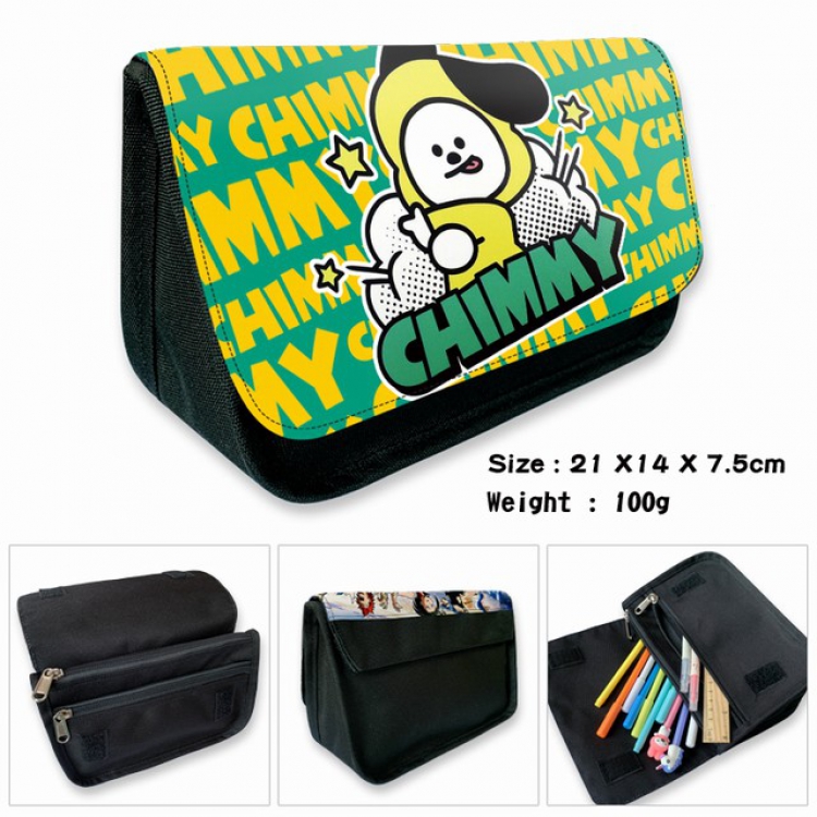 BTS-5B Anime double layer multifunctional canvas pencil bag wallet 21X14X7.5CM 100G