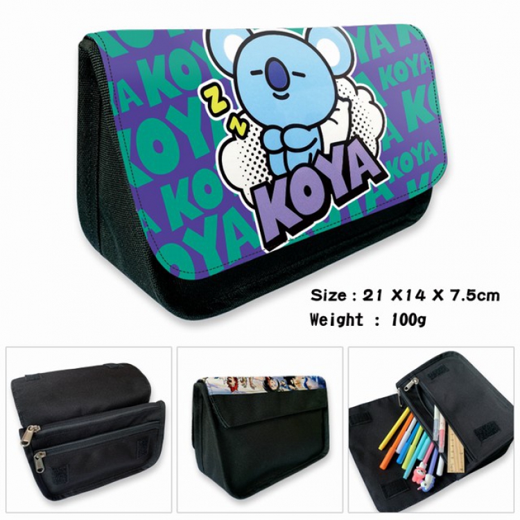 BTS-6B Anime double layer multifunctional canvas pencil bag wallet 21X14X7.5CM 100G