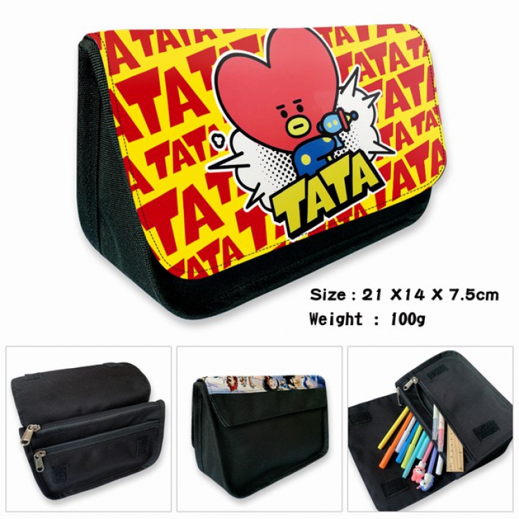 BTS-4B Anime double layer multifunctional canvas pencil bag wallet 21X14X7.5CM 100G